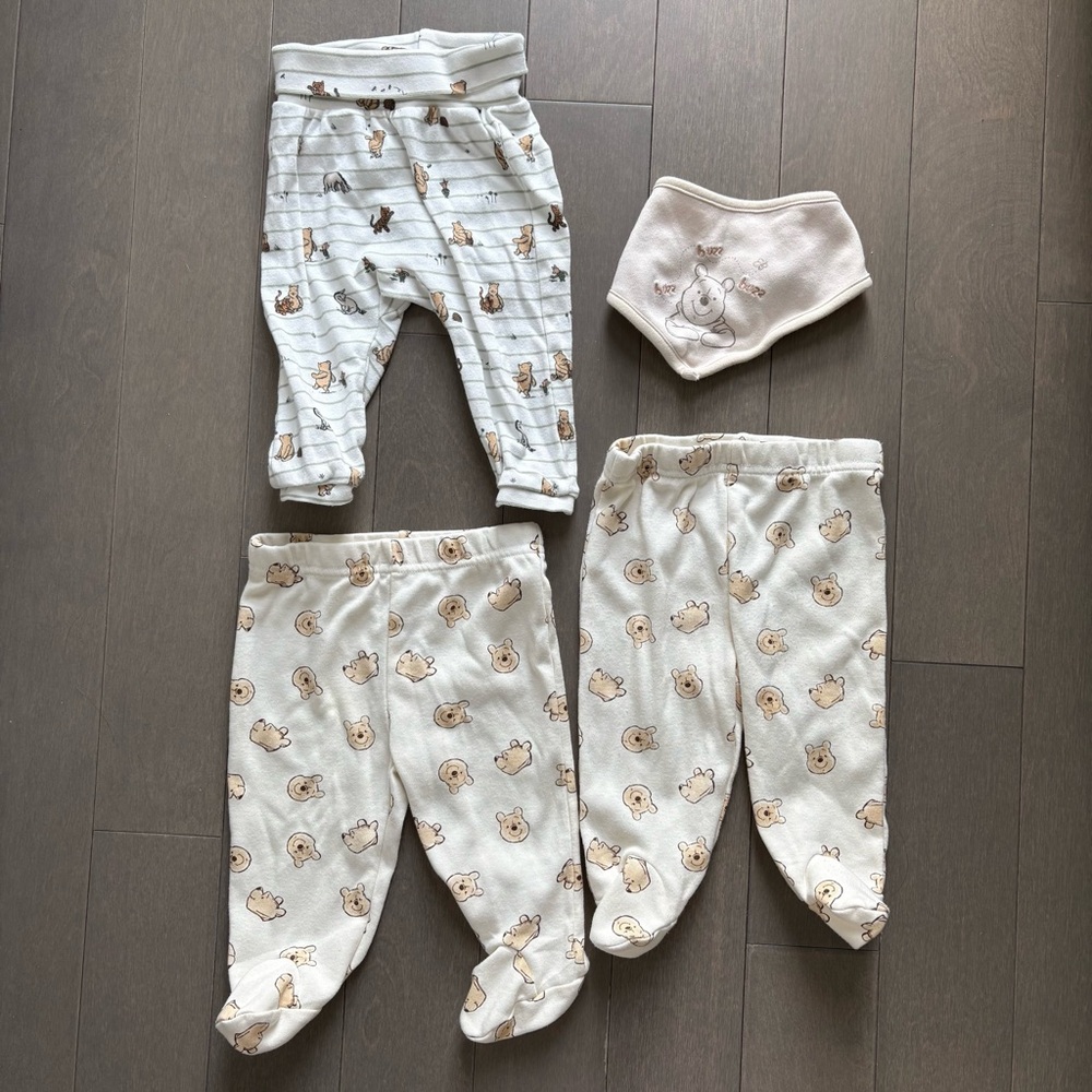 Disney Baby Winnie the Pooh 3 Pants 3-6M + Bib